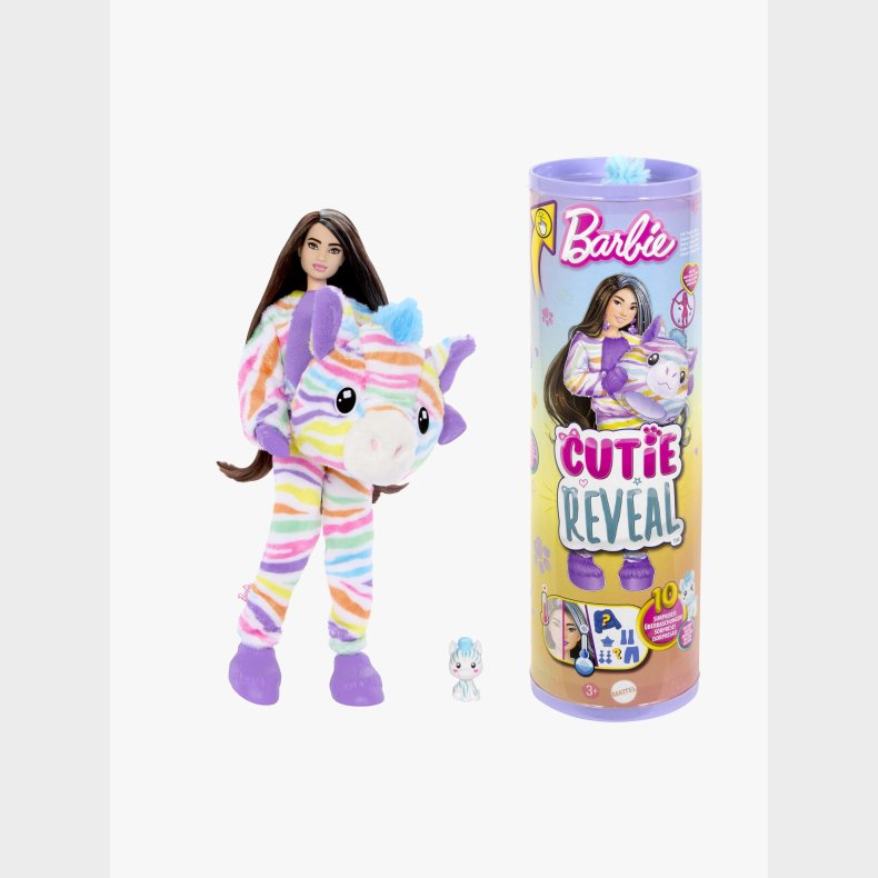 Barbie Cutie Reveal Dukke med Regnbuefarvet Zebra