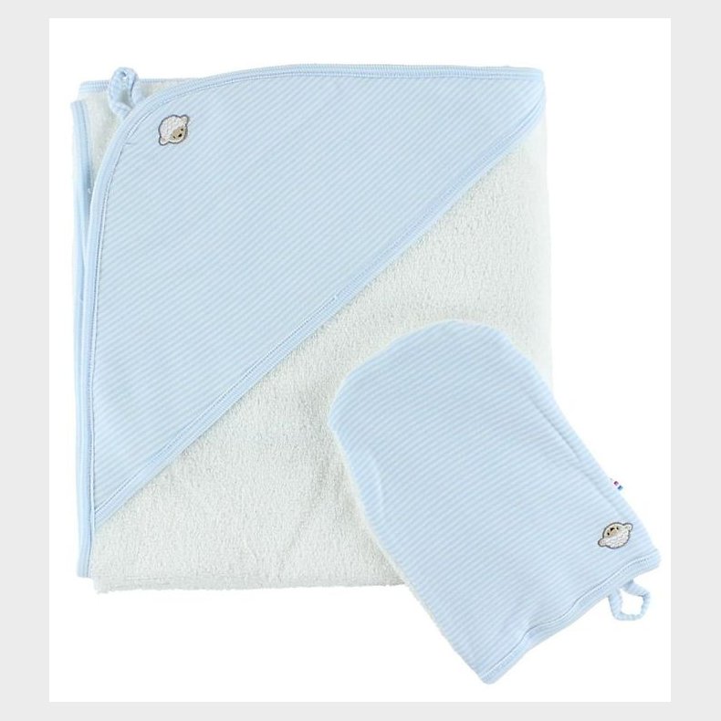 Joha Babyhndklde & Handske - 90x90 - Hvid/Lysebl