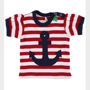 Freds World T-shirt - Rd/Hvidstribet m. Anker