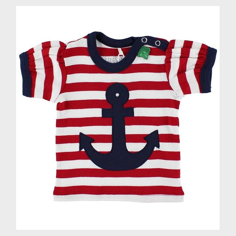 Freds World T-shirt - Rd/Hvidstribet m. Anker