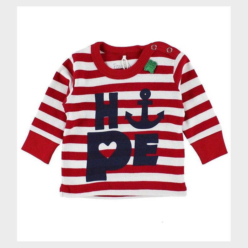 Freds World Bluse - Rd/Hvidstribet m. Anker