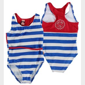 Katvig Classics Badedragt - UV50+ - Bl/Hvidstribet m. Rd