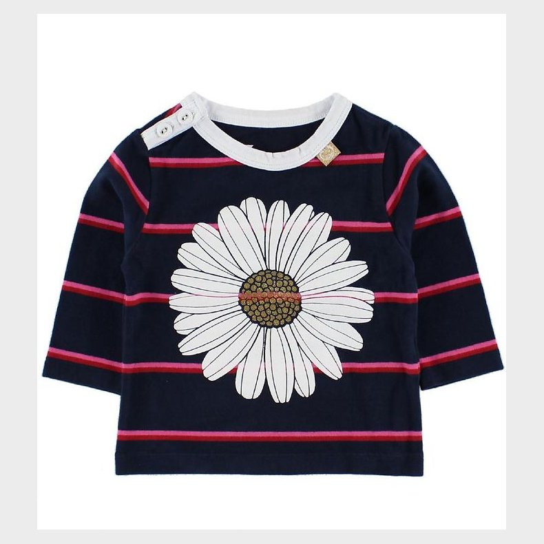 Danef Bluse - Navy/Pinkstribet m. Daisy