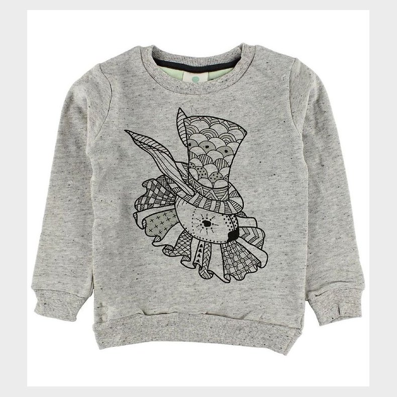 En Fant Sweatshirt - Grmeleret m. Kanin