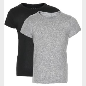 Minymo T-shirt - 2-pak - Sort/Gr�meleret m. Blonde