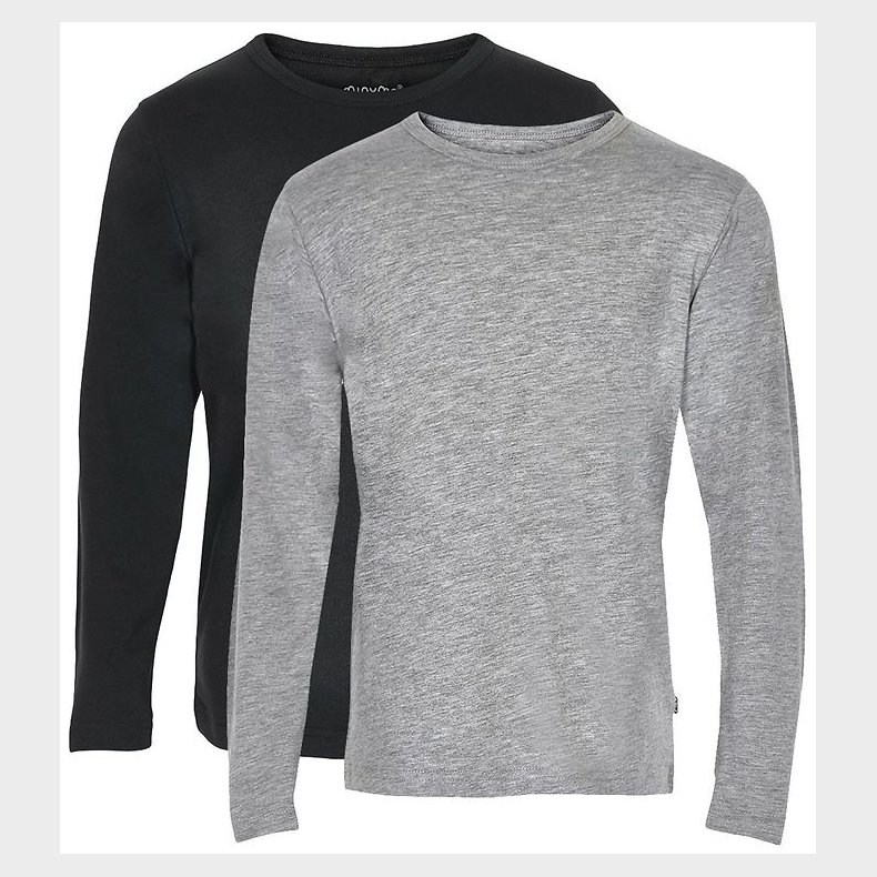 Minymo Bluse - 2-pak - Sort/Grmeleret