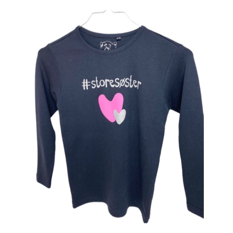 #Storesster T-Shirt L/S, Dark Navy - Jeg skal vre storesster T-Shirt - Legekammeraten.dk