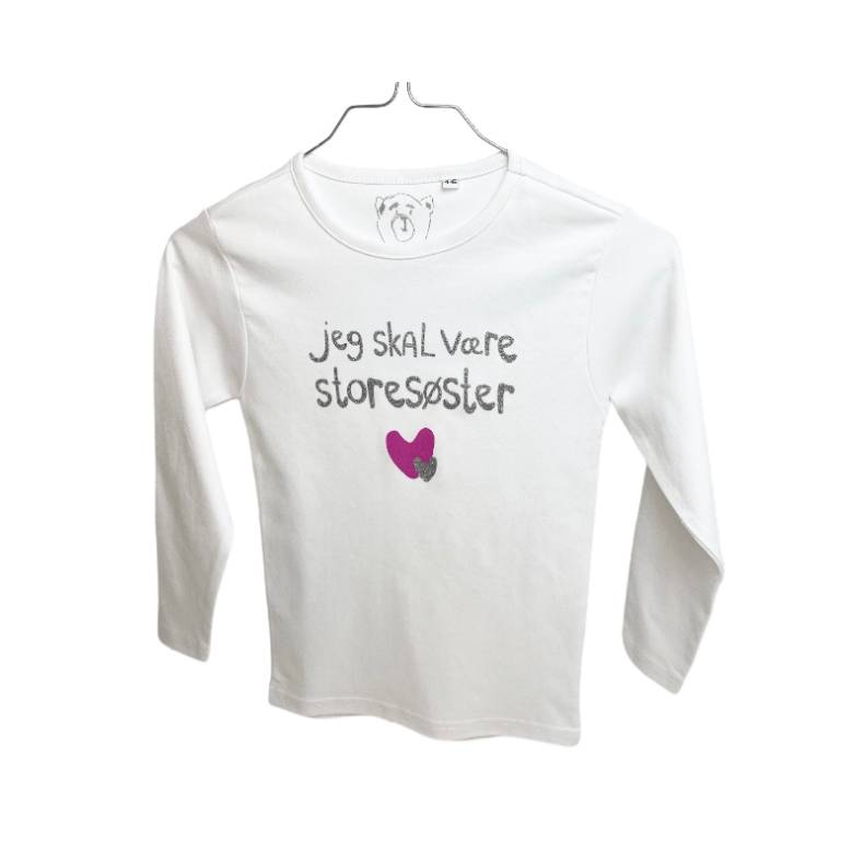 Jeg Skal V�re Stores�ster T-Shirt L/S, Hvid - Legekammeraten.dk