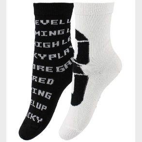 Molo Str�mper - 2-pak - Norm - Hvid/Sort m. Tekst