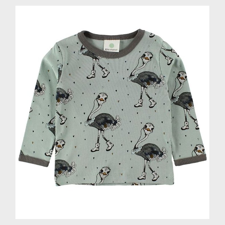 En Fant Bluse - Stvet Grn m. Strudser