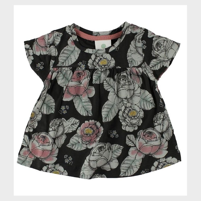 En Fant T-Shirt - Sort m. Blomster