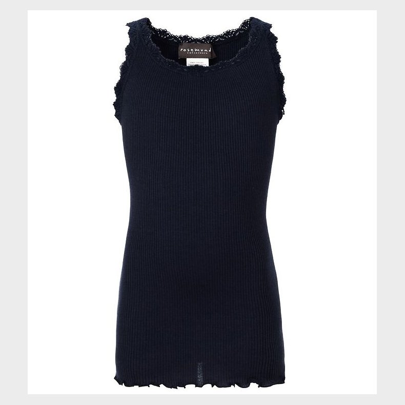 Rosemunde Top - Lang - Silke/Bomuld - Navy m. Blonder