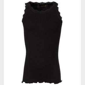 Rosemunde Top - Lang - Silke/Bomuld - Sort m. Blonder