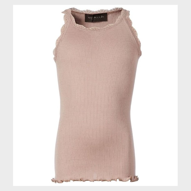 Rosemunde Top - Lang - Silke/Bomuld - Pudderrosa m. Blonder