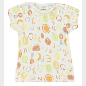 Joha T-Shirt - Bambus - Hvid m. Frugter/Bogstaver