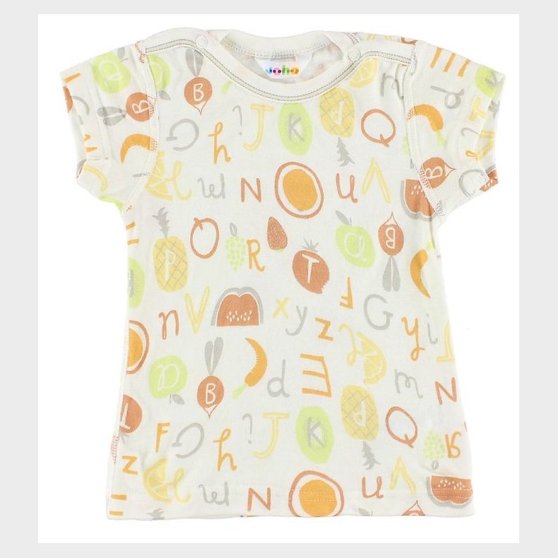 Joha T-Shirt - Bambus - Hvid m. Frugter/Bogstaver