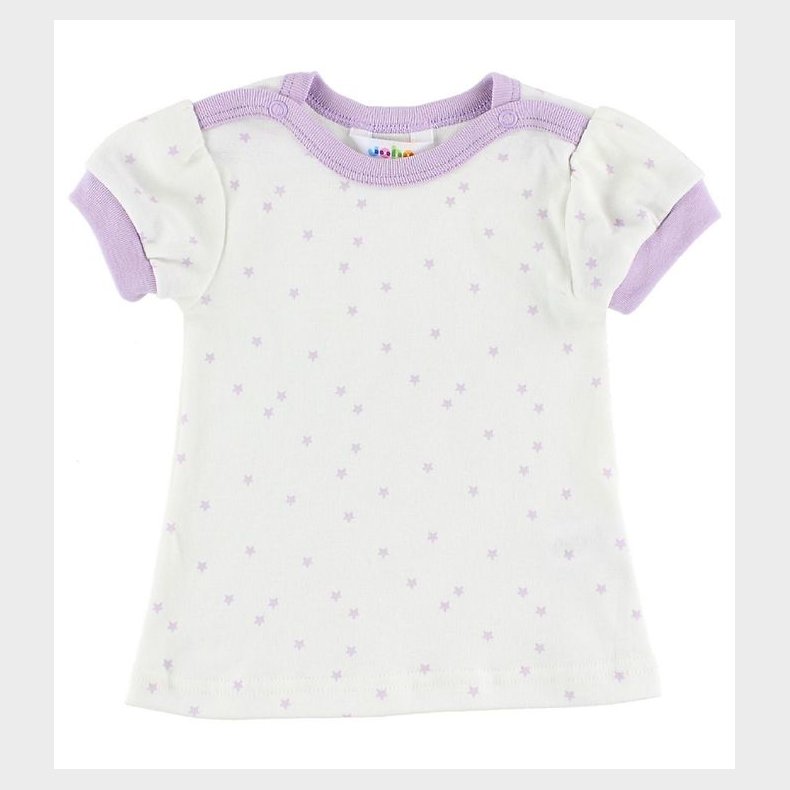 Joha T-Shirt - Bomuld - Hvid/Lavendel m. Stjerner