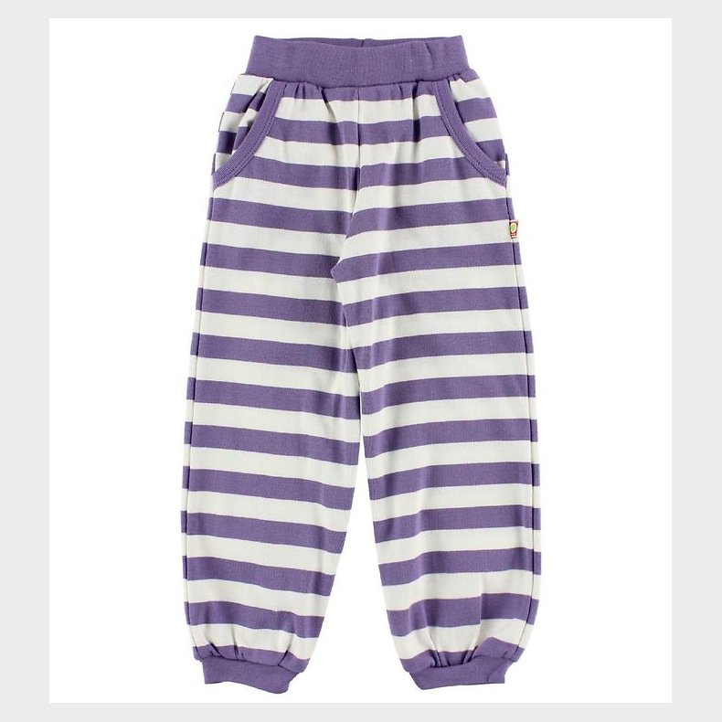 Katvig Bukser - Hvid/Lilla Stribet
