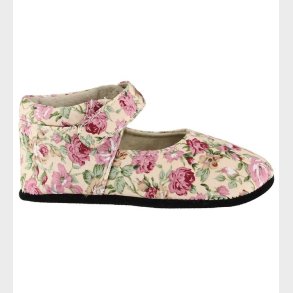 Fuzzies Ballerina Hjemmesko - Rosa - Pudder m. Blomster