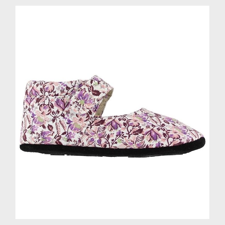 Fuzzies Ballerina Hjemmesko - Viola - Hvid m. Blomster