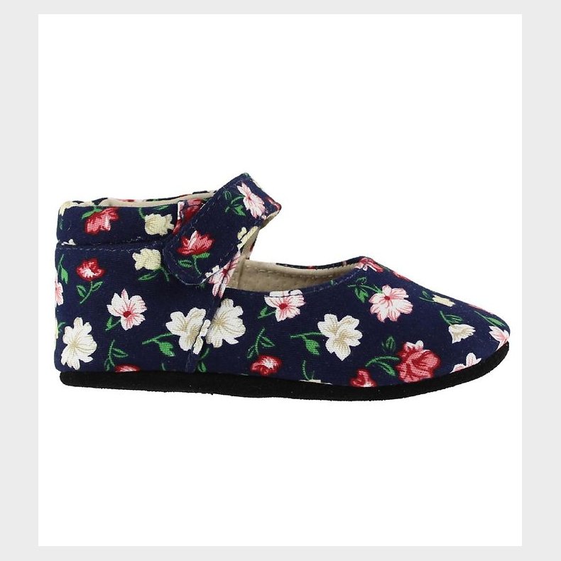 Fuzzies Ballerina Hjemmesko - Flora - Navy m. Blomster