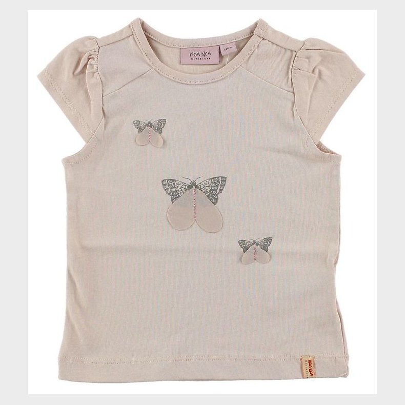 Noa Noa miniature T-shirt - Pudderrosa m. Sommerfugle