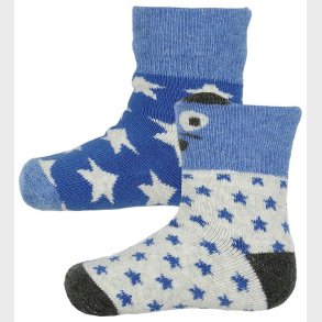 Melton Gstrmper - 2-pak - Bl/Gr m. Stjerner