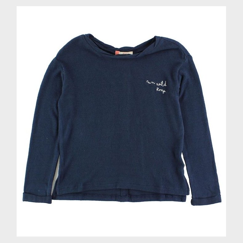 Roxy Bluse - Navy m. Tekst/Knapper