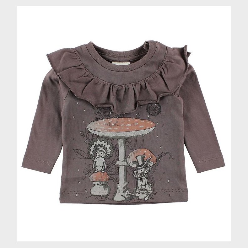 En Fant Bluse - Stvet Mrkelilla m. Paddehatte