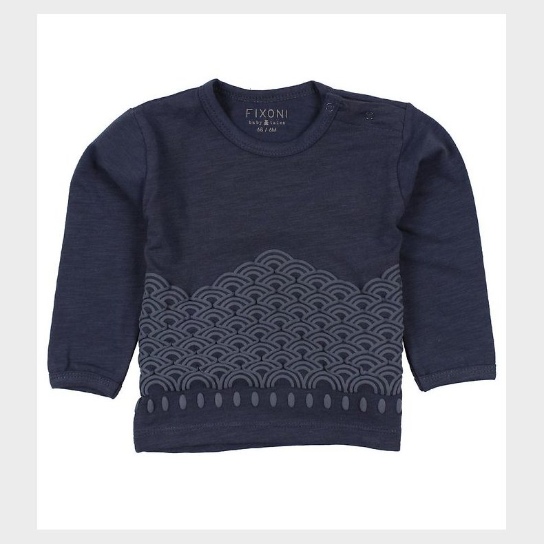 Fixoni Bluse - Navy m. Print