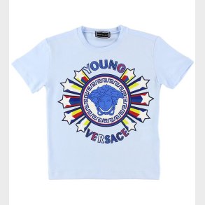 Young Versace T-shirt - Lysebl m. Logo/Stjerner