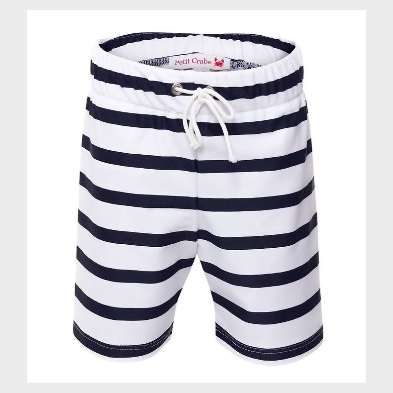 Petit Crabe Badeshorts - Alex - UV50+ - Hvid/Navystribet