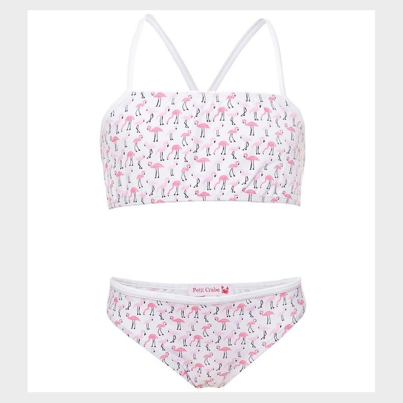 Petit Crabe Bikini - Louise - UV50+ - Hvid m. Flamingo
