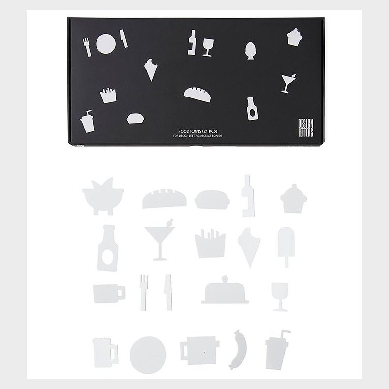 Design Letters Ikoner - Mad - Hvid