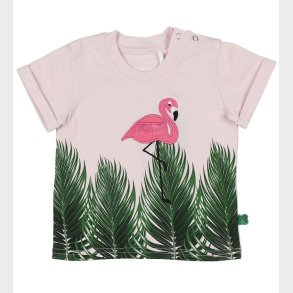 Freds World T-shirt - Lyserd m. Bladprint/Flamingo