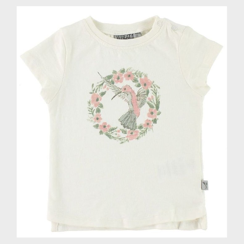 Wheat T-shirt - Flower Bird - Ivory m. Print