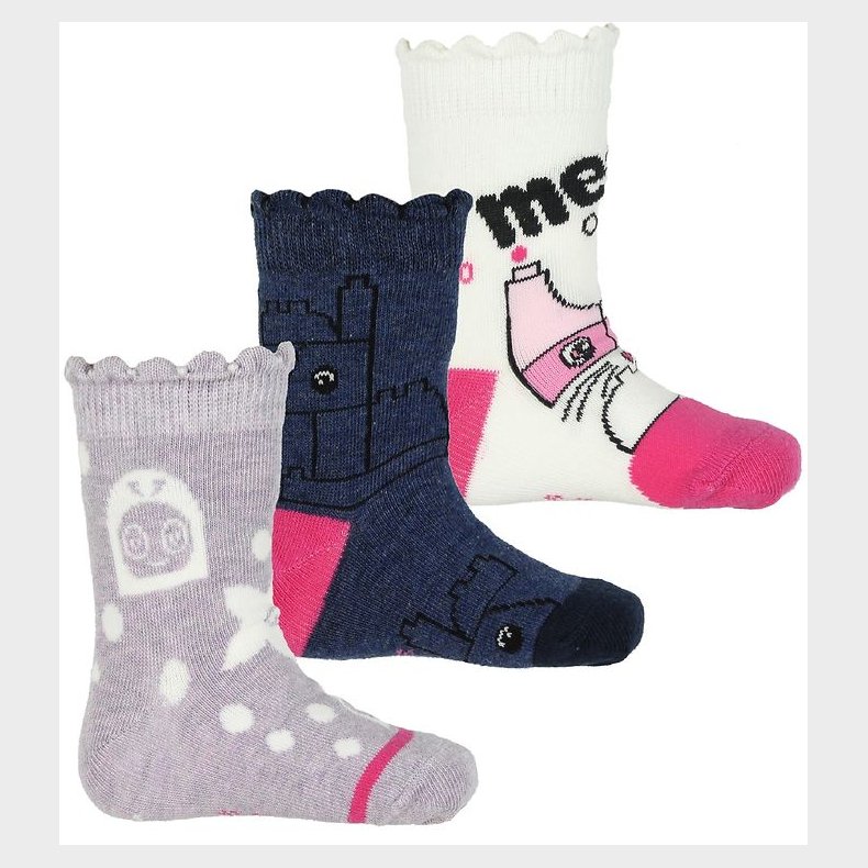 LEGO® Wear Strmper - 3-pak - Navy/Creme/Lavendel