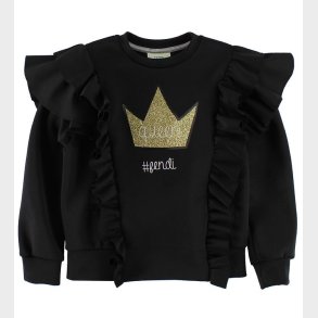 Fendi Kids Bluse - Sort m. Flser/Guldkrone