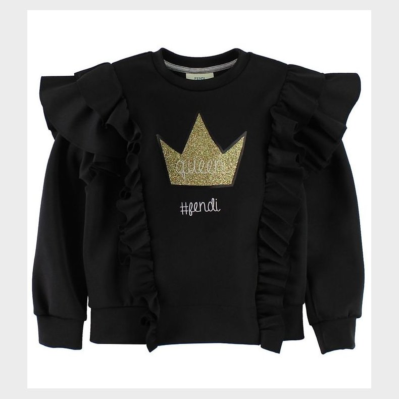 Fendi Kids Bluse - Sort m. Flser/Guldkrone