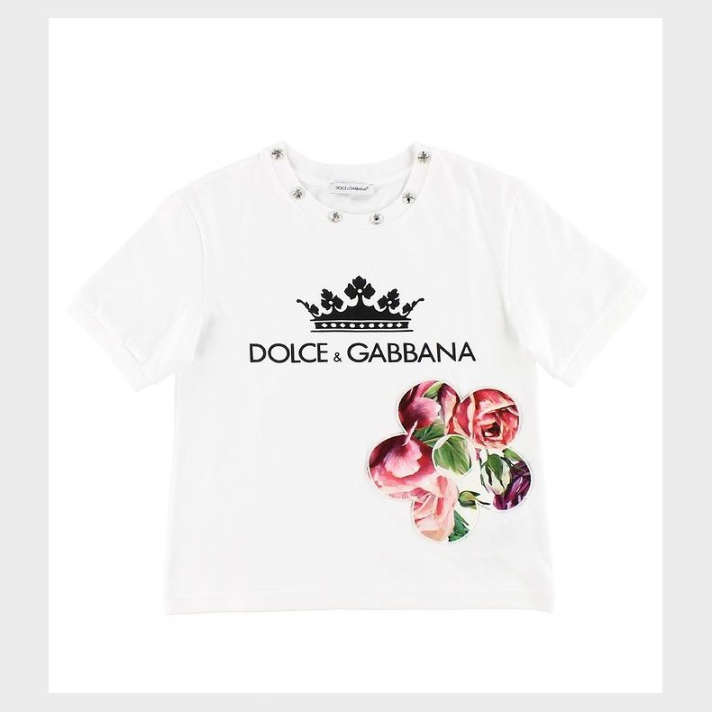Dolce & Gabbana T-shirt - Hvid m. Blomst
