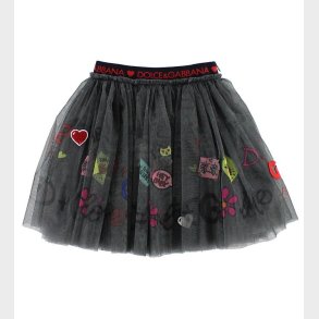 Dolce & Gabbana Tylnederdel - Mrkegr m. Print/Patches