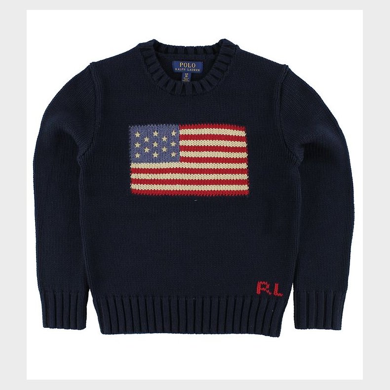 Polo Ralph Lauren Bluse - Strik - Navy m. Flag