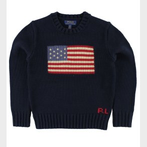 Polo Ralph Lauren Bluse - Strik - Navy m. Flag