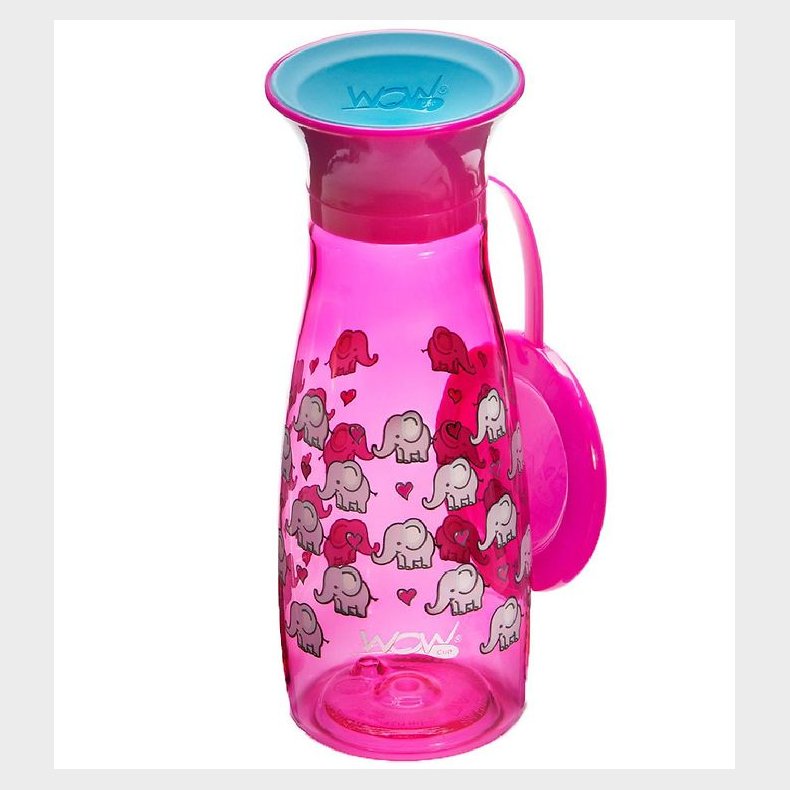Wow Cup Drikkedunk - Mini - 350 ml - Pink m. Elefanter