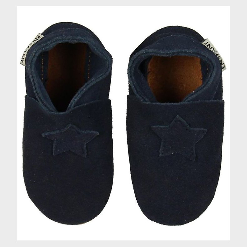 En Fant Skindsko - Navy Ruskind m. Stjerne