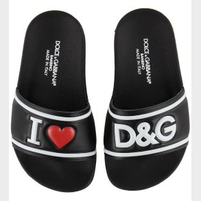 Dolce & Gabbana Badesandaler - Sort m. Print