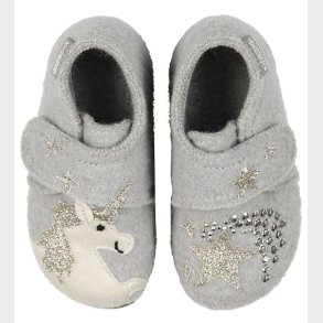 Living Kitzbhel Hjemmesko - Uld . Gr m. Enhjrning/Glimmer