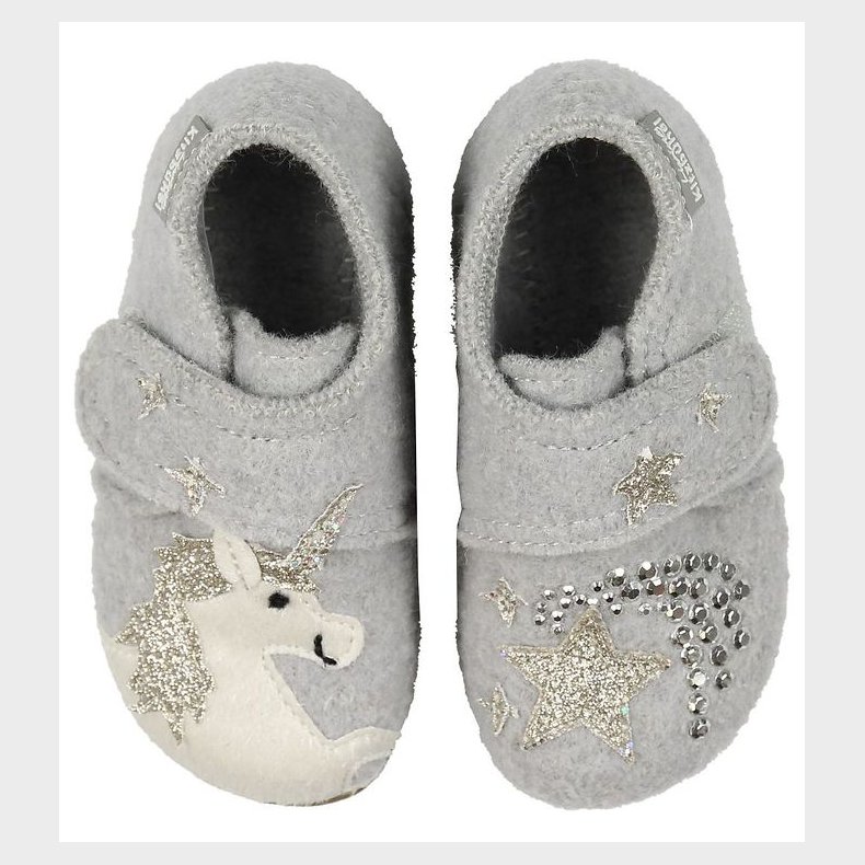 Living Kitzbhel Hjemmesko - Uld . Gr m. Enhjrning/Glimmer