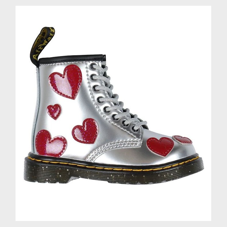 Dr. Martens Stvler - 1460 T - Silver Metallic+Bright Red/Patent