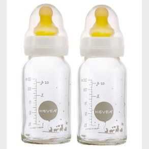 Hevea Sutteflasker - 2-pak - Glas & Naturgummi - Hvid
